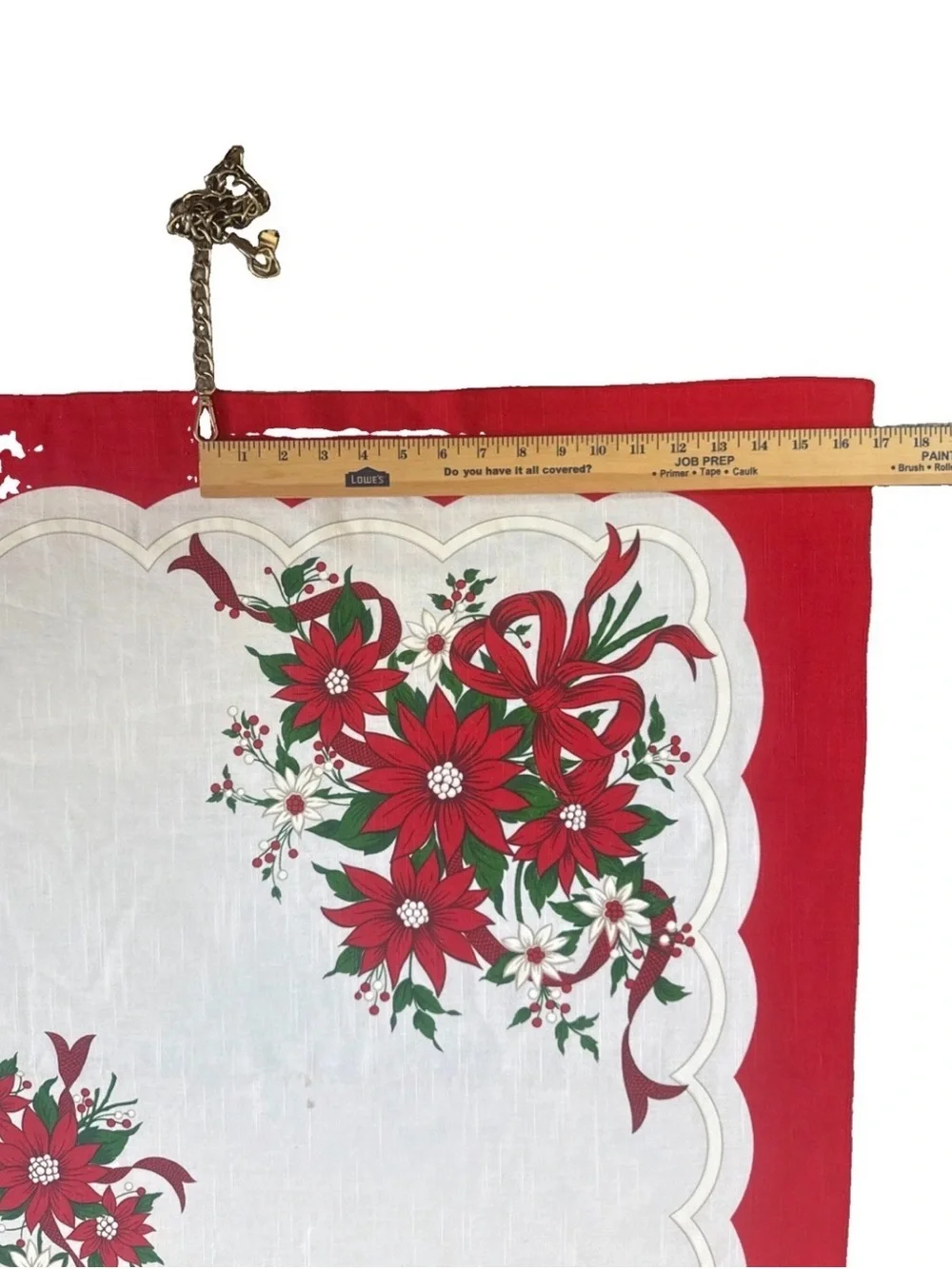 Holiday Poinsettia Tablecloth - Red and White 52x68 Rectangle
